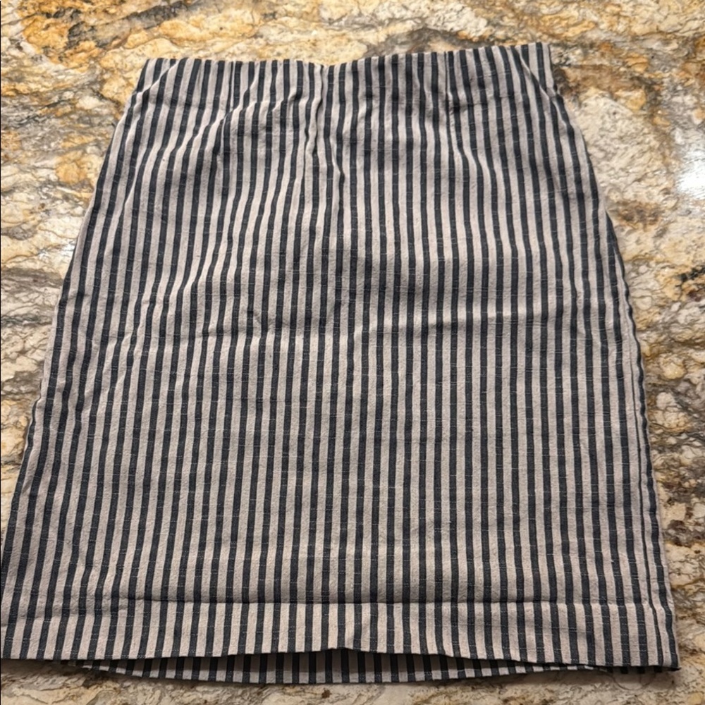 Dynamite Navy and Grey Ribbed Pencil Skirt Knee-Length